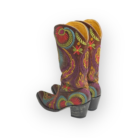 Old Gringo 𖤐 Tiegan Tribal Embroidery Cowboy Boots 𖤐 Leather Vesuvio Brass 𖤐 - Picture 6 of 17